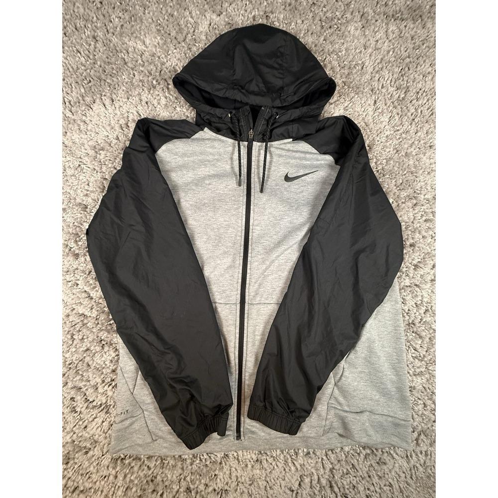 NIKE DRY LONG SLEEVE UTILITY‎ CORE, FULL ZIP, XL, GREY HEATHER/BLACK, AH6244-063